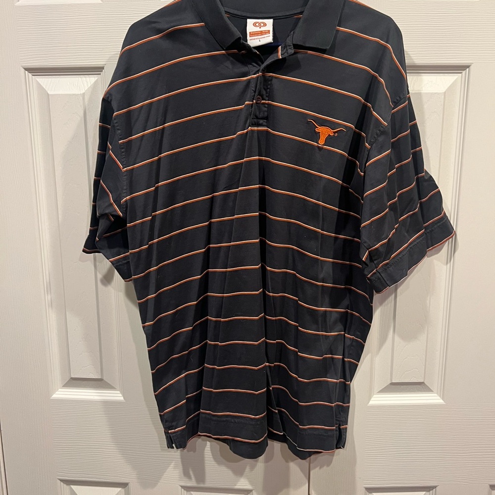 University of Texas Men's Polo Shirt with Black and Orange Stripes